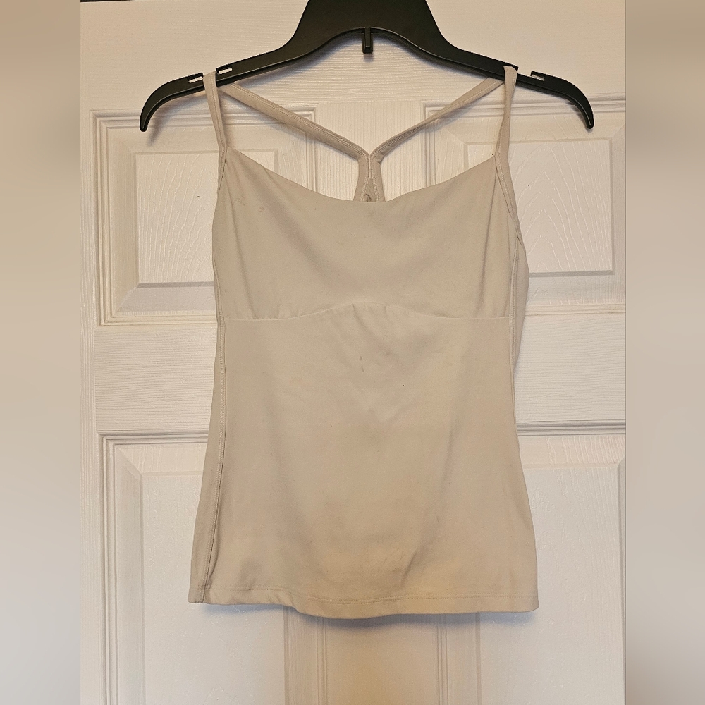 Athleta Cream Women's Workout Top W/ Built In Bra, Size M